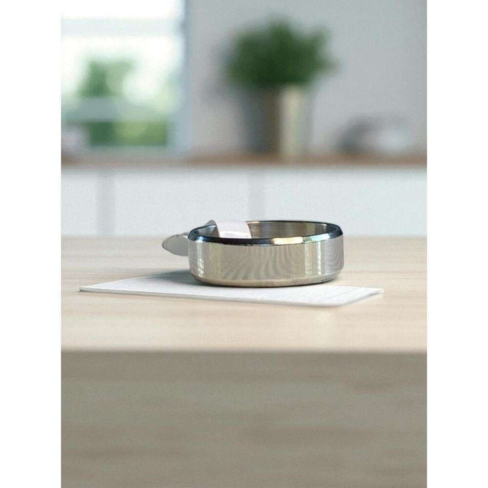 Silver Stainless Steel Bright and Brushed Beveled Ring New